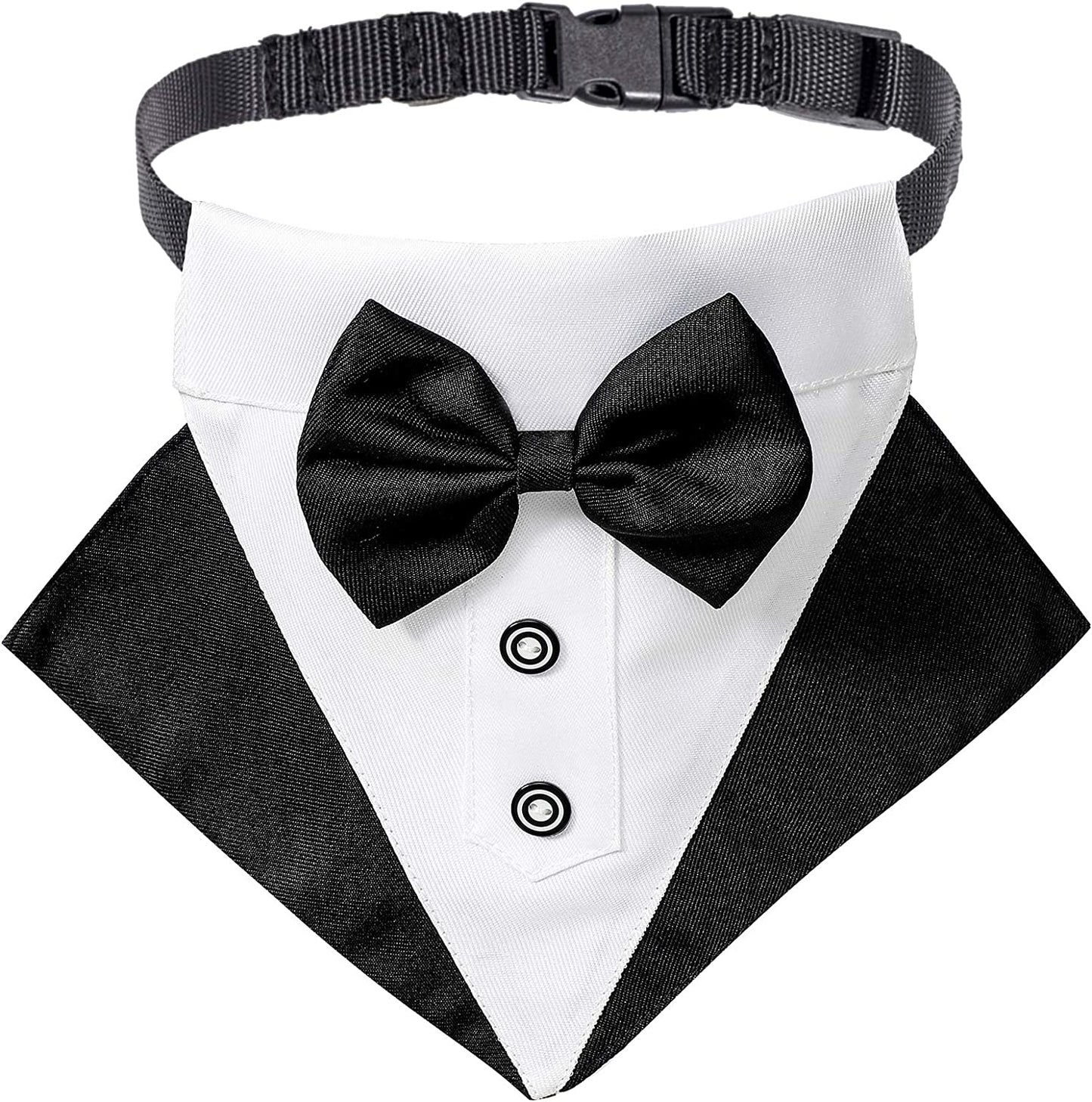 Formal Dog Tuxedo Collar with Adjustable Bow Tie - Black, Large | Available in 3 Sizes