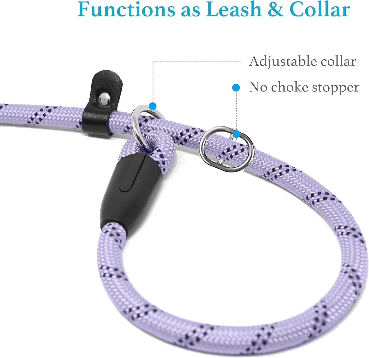 Durable Slip Lead Dog Leash with Padded Handle and Highly Reflective  (3/8" X 6 FT, Lavender)