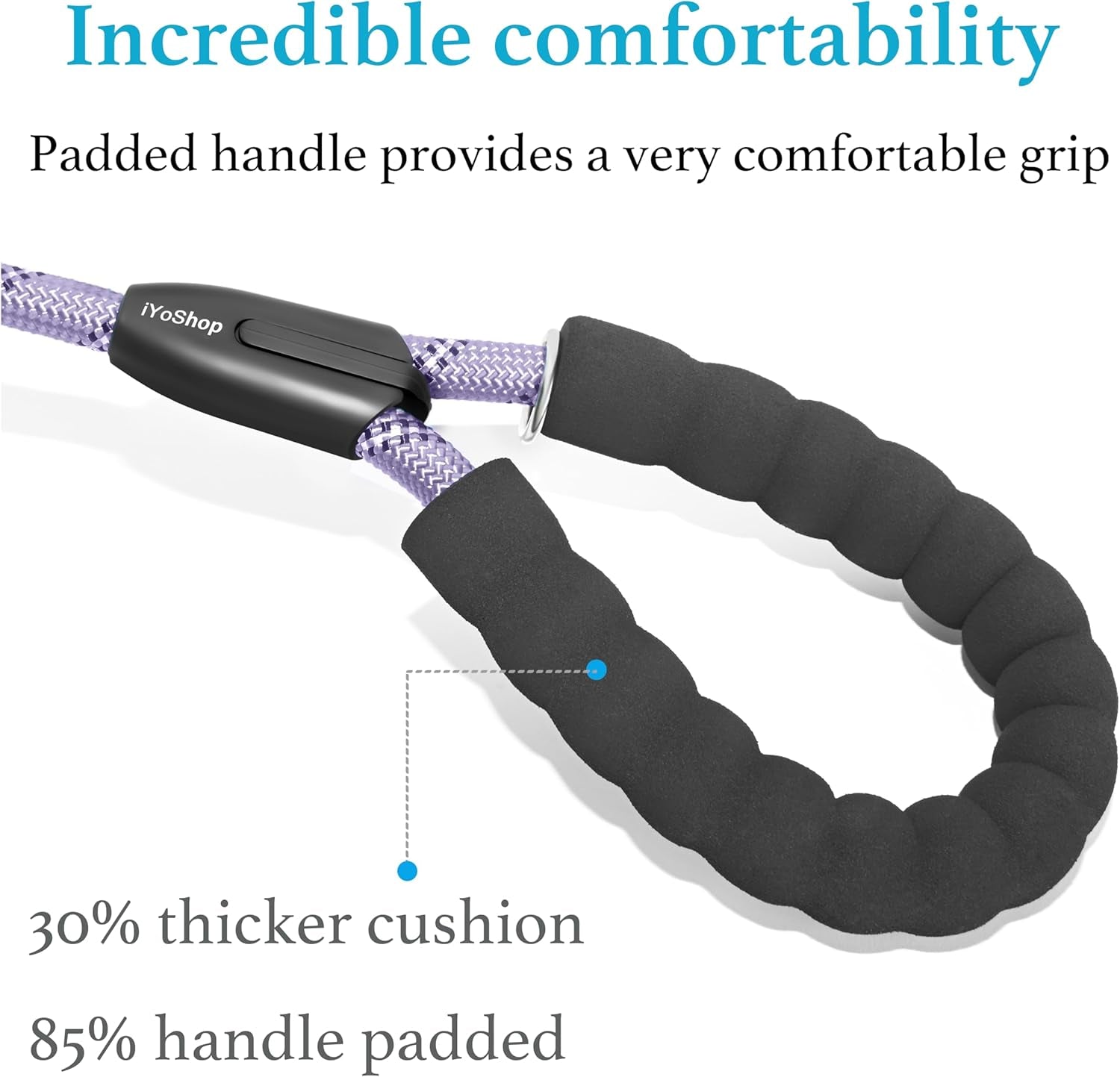 Durable Slip Lead Dog Leash with Padded Handle and Highly Reflective  (3/8" X 6 FT, Lavender)