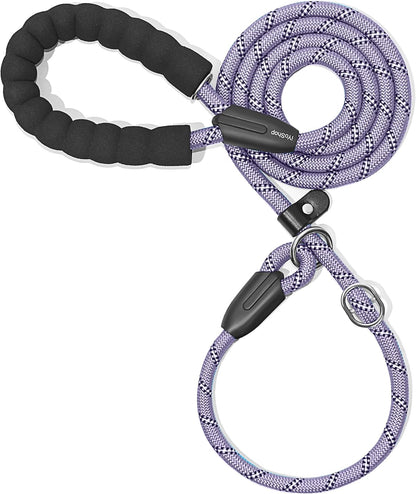 Durable Slip Lead Dog Leash with Padded Handle and Highly Reflective  (3/8" X 6 FT, Lavender)