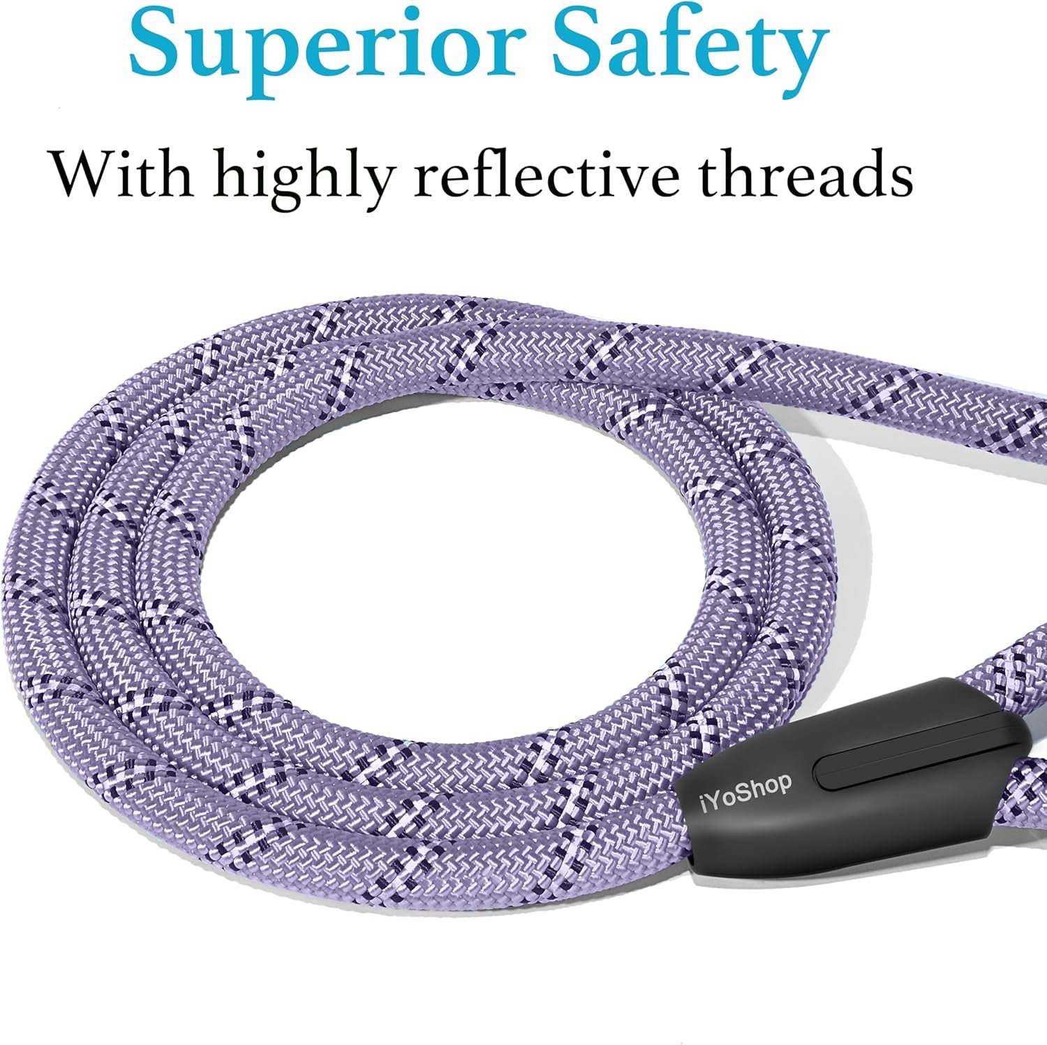 Durable Slip Lead Dog Leash with Padded Handle and Highly Reflective  (3/8" X 6 FT, Lavender)